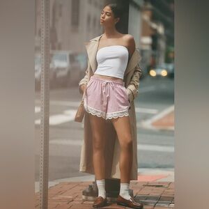 Daily Practice Long Jump Lace-Trim Drawstring Shorts